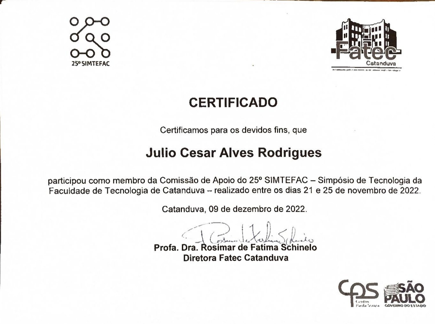 Comissão Organizadora - 25º SIMTEFAC